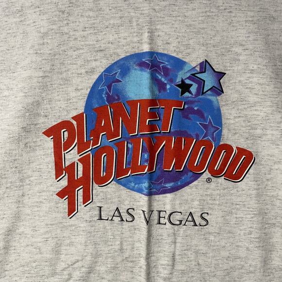 Planet Hollywood Las Vegas Gray Graphic T Shirt Size XL USA Made Vintage Y2K - Picture 2 of 6